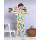 1+1elmp Dinazor Desen %100 Pamuk Erkek Çocuk Pijama Takımı 1-2 Yaş 02226 - Ekru