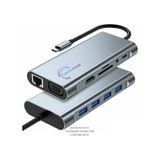 11ın1 Hub Type-c To 4k Hdmi/usba 3.0/tf Sd/vga/3.5mm Aux/pd Şarj/rj45 Ethernet Dönüştürücü Adaptör Wne0059