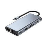 11İn1 Type-C To Usb Hdmi 4Xusb Rj45 Hdmi Vga Sd Tf Card Cevirici Adaptor
