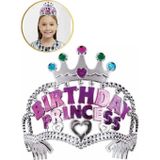 11x12 cm Kız Çocuk Prenses Parti Tacı Birthday Princess Yazılı Taç Doğum Günü Kostüm Tacı