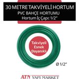 1/2" 30 Metre Takviyeli Pvc Bahçe Hortumu – Esnek ve Dayanıklı Sulama Hortumu