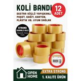 12 Adet-100 Metre Şeffaf Koli Bandı – Extra Strong 40 Micron Kalınlık, Güçlü Yapışkan