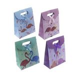 12 Adet 12x16cm Karışık Renkte Flamingo Karton Çanta