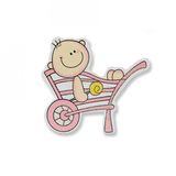 12 Adet 8x8cm Ahşap Sticker El Arabasında Bebek