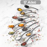 12 Adet Baharat Kaşığı - Şeker Reçel Baharatlık Kaşığı Antrasit - Gri