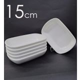 12 Adet Beyaz Melamin Kayık Tabak 15x10cm Orta Boy Salata Tabağı Günlük Kullanıma Hesaplı Oval Tabak