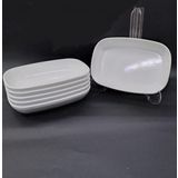 12 Adet Beyaz Melamin Kayık Tabak 17X12cm Orta Boy Salata Tabağı Günlük Kullanıma Hesaplı Oval Tabak