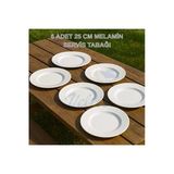 12 Adet Beyaz Melamin Tatlı,Pasta Tabağı 24 Cm Sığ Tabak Günlük Kullanım Için Hesaplı Kase Altı