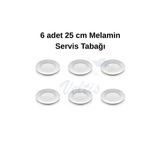 12 Adet Beyaz Melamin Tatlı,Pasta Tabağı 25 Cm Sığ Tabak Günlük Kullanım Için Hesaplı Servis Tabağı