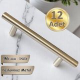 12 Adet Boy Kulp Inox 96 mm Kulp Mobilya Mutfak Dolabı Çekmece Dolap Kapak Kulpu Kulbu Metal Kulpları - Krom