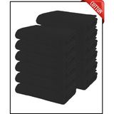 12 Adet Büyük Boy Pamuklu 50X90CM, Fitness Havlusu , Spor Havlusu , Kuaför Havlusu - 50 x 90 cm - Siyah