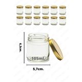 12 Adet Cam Kavanoz 105ml Gold Metal Kapaklı Gıda, Krem Ve Yemek Kullanımına Uygun Dekoratif Kavanoz