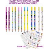 12 Adet Fatih Kurşun Kalem ve Matematik Kolay Kartı - FLAMİNGO