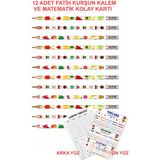 12 Adet Fatih Kurşun Kalem ve Matematik Kolay Kartı - MEYVELER