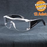 12 Adet Is Guvenlik Gozlugu Lazer Uv Laboratuvar Laborant Koruyucu Kaynak Toz Korumali Gozluk Seffaf