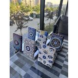 12 Adet Kapaklı Mini Makyaj Aynası, Karışık Desenli Taşlı Nazar Boncuğu, Plastik, 8x6cm, Taşınabilir, Kına Hediyelik 12 Adet Kapaklı Mini Makyaj Aynası