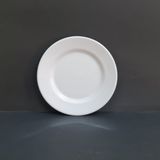 12 Adet Kırılmaz Melamin Çizgi Tatlı & Yemek Servis Tabağı 19 cm - Beyaz
