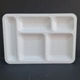 12 Adet Kırılmaz Melamin Standart 5 Bölmeli Tabldot Yemek Tabağı 40x28 Cm Beyaz