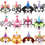 12 Adet Köpek Partisi Favor Maskeleri Çocuklar için Komik Yumuşak Keçe Maskeleri Yavru Temalı Doğum Günü Malzemeleri Afiş Dekorasyon Köpek Evcil Hayvan Doğum Günü Hayvan Kostüm Cosplay Parti Bebek