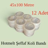 12 Adet - Liebherrman - 45x100 Metre Hotmelt 1. Kalite Şeffaf Koli Bandı -Aynı Gün Kargo ELMG002