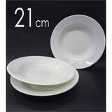 12 Adet Melamin Çukur Yemek Tabağı 21CM Ev Lokanta Tabldot Tipi Porsiyon Sulu Yemek Haşlama Kabı - Beyaz - yok