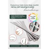 12 Adet Metal Paslanmaz Cırt Kelepçe 4.6X250 Mm Çelik Kablo Zip Bağı Çok Amaçlı Metal Bağlama