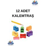 12 Adet Mini Hazneli Kalemtıraş Kapaklı Kalem Açacağı Kalemtraş