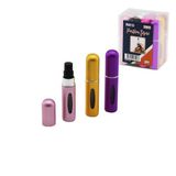 12 ADET MİNİ=CEP - ÇANTA BOY BOŞ SPREY PARFÜM ŞİŞESİ 5ML RENKLİ PLS. SEVİYE PENCERELİ (4604)