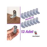 12 Adet Mobilya Eşya Dolap Duvar Sabitleyici Köşe Bağlantı L Demir Gönye Deprem Güvenliği 30x30x22mm