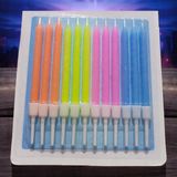 12 Adet Neon Renkli Mum 10 cm Renkli Pasta Mumu Neon Renkler Doğum Günü Mumu Dekor Mum