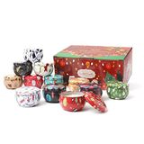 12 Adet Noel Kokulu Mumlar, 70 ml Aromaterapi Kavanoz Mumları, 12 Koku Kokulu Mum Kadınlar için Hediye Seti, 12 Saat Yanma Süresi, Stres Giderme, Rahatlama, Meditasyon, Spa, Yoga için Mum Hediyesi