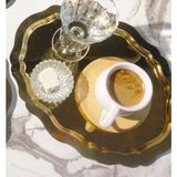 12 Adet Oval Model Gold Dekoratif Çay Kahve Sunum Tepsisi