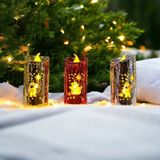 12 Adet Ozel Yılbası Temalı Isıklı Yılbası Mumu Gun Isıgı Led Isıklı Mum Parlak Metalık Pıllı Mum