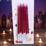 12 Adet Parlak Metalik Kırmızı Mum 14 cm Metalik Kırmızı Pasta Mumu Doğum Günü Mumu