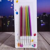 12 Adet Parlak Metalik Renkli Mum 14 cm Metalik Renkli Pasta Mumu Doğum Günü Mumu