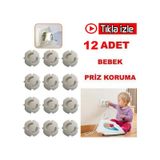 12 Adet Priz Kapağı Bebek Güvenlik Ürünü Priz Kapatıcı Kilit Çok Renkli