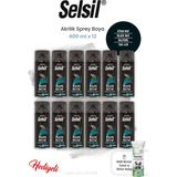 12 Adet Selsil 400 ml Siyah Mat Sprey Boya ve Rosıe - Şeffaf