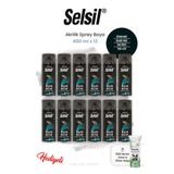 12 Adet Selsil 400 Ml Siyah Mat Sprey Boya Ve Rosıe