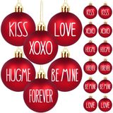 12 Adet Sevgililer Günü Top Süsleri Sevgililer Ağacı Asılı Süslemeler Plastik Kırmızı Top Süsler Sevgililer Günü Aşk Öpücük Sarılmak Sevgililer için Asılı Baubles Ev Evlilik Yıldönümü Parti