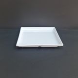 12 Adet Standart Kare Melamin Tatlı & Yemek Servis Tabağı 20 cm - Beyaz