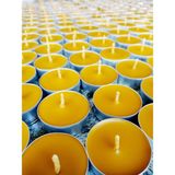 (12 Adet) Tealight Dogal Petek Balmumu Mum Standart Boy Beeswax Candle