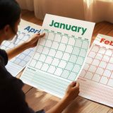 12 Aylık Planlayıcı Zamansız Takvim, Alışkanlık Takip Planlayıcı, Sürekli Takvim, Renkli Tarihsiz Takvim, 33 x 48 Cm, A4, Undated Monthly Wall Planner, Habit Tracker Planner, Perpetual Wall Calendar - A4 (21 x 29,7 cm)