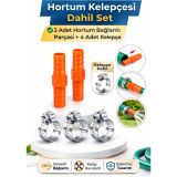 1/2 Bahçe Hortumu Bağlantı ve Onarım Seti, 2 Adet Ekleme Aparatı ve 4 Adet Kelepçe Dahil, Dayanıklı Sulama Adaptörü