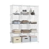 12 Bölmeli Beyaz Renk Metal Tel Portatif Organizer Oyuncak Dolabı Kitaplık Raf Elbise Dolabı