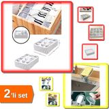 12 Bölmeli Pratik Çekmece Düzenleyici + Vantuzlu Su Giderli Drenaj Katı Sabunluk - 2Li Set U1y5d3
