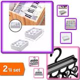 12 Bölmeli Pratik Çekmece Organizer + Kravat Ve Şal Askısı - Aksesuar Düzenleyici - 2Li Set R3y8n3