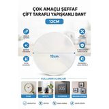 12 Cm Çok Amaçlı Şeffaf Çift Taraflı Yapışkanlı Bant | Güçlü Tutuşlu Yuvarlak Yapışkan Ped | Ev İş