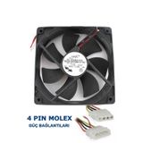 12 cm Kasa Fanı Siyah Sessiz 12cm Fan