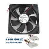 12 cm. Molex Kasa Fanı 120x120x25mm. Soğutucu Fan Sessiz - Siyah