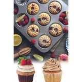 12 Gözlü Paslanmaz Çelik Yapışmaz Muffin Kek Kalıbı (26.5CM*35CM) - Siyah
